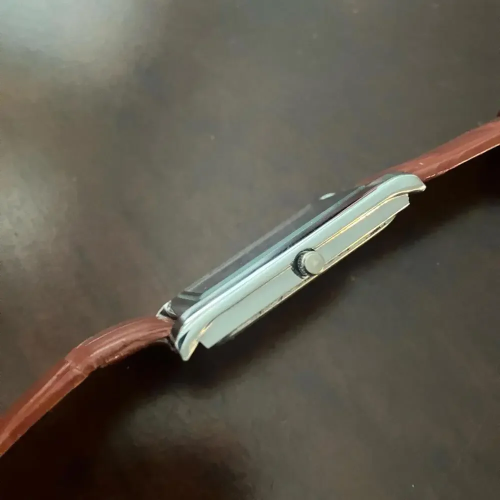 Seiko Blue Dial with Brown Leather Strap 33mm Super Slim‎ Tank Watch